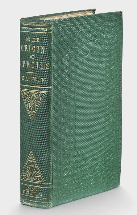 Origin of species book cover, 1859 Origin of species book cover, 1859